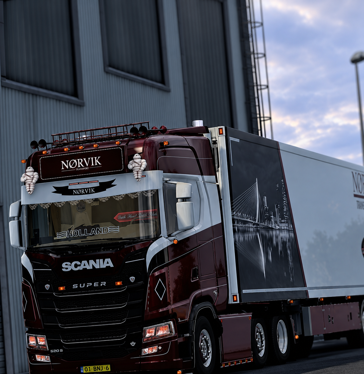 NØRVIK truck and trailer in the yard